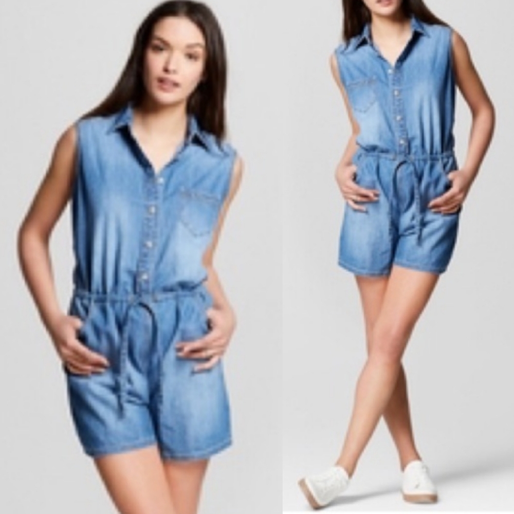 UNIVERSAL THREAD Denim Drawstring Romper NWT Sz M